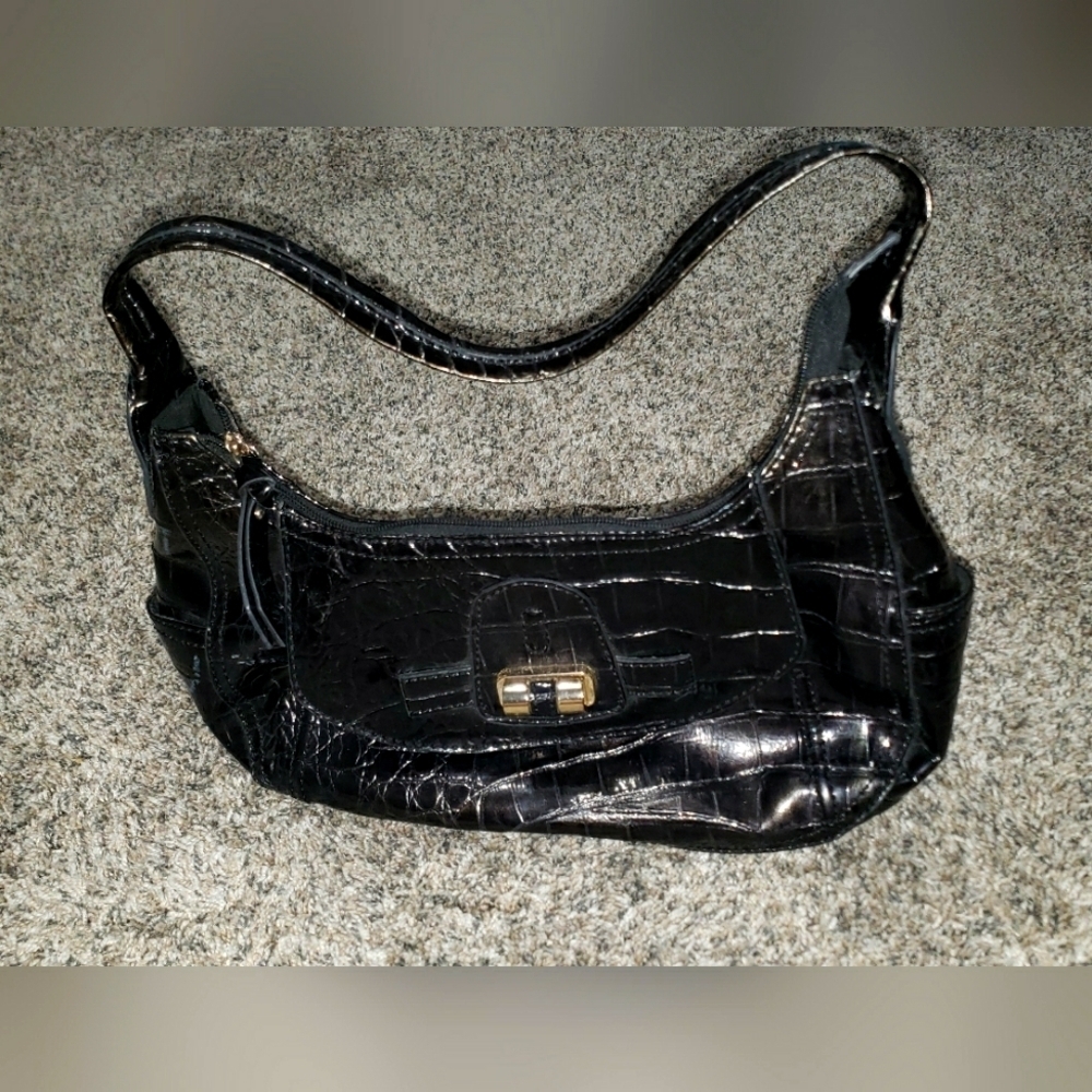 East 5th| Leather Crocodile-Embossed Shoulder Purse